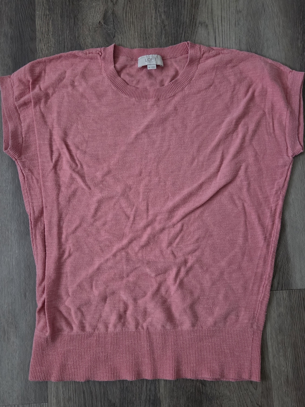LOFT Outlet Pink Short Sleeve Knit Sweater Tee Sz XS Chic Preppy Office Work